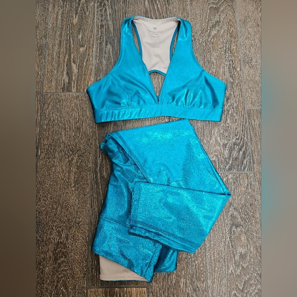 Heroine Sport Metallic Teal Legging Set - Picture 4 of 7